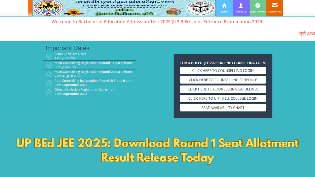UP BEd JEE 2025: Download Round 1 Seat Allotment Result Released; Direct link here